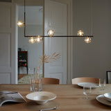Linear Glass Sphere Chandelier Modern Geometric Pendant Light for Kitchen Island and Dining Table