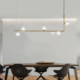 Linear Glass Sphere Chandelier Modern Geometric Pendant Light for Kitchen Island and Dining Table