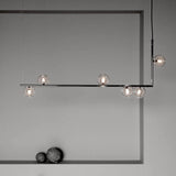 Linear Glass Sphere Chandelier Modern Geometric Pendant Light for Kitchen Island and Dining Table