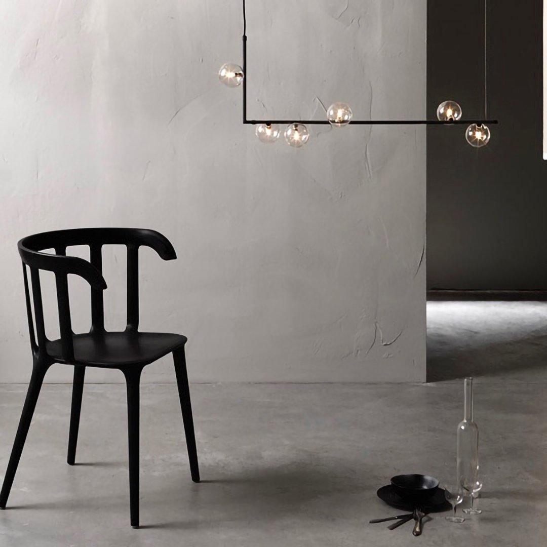Linear Glass Sphere Chandelier Modern Geometric Pendant Light for Kitchen Island and Dining Table