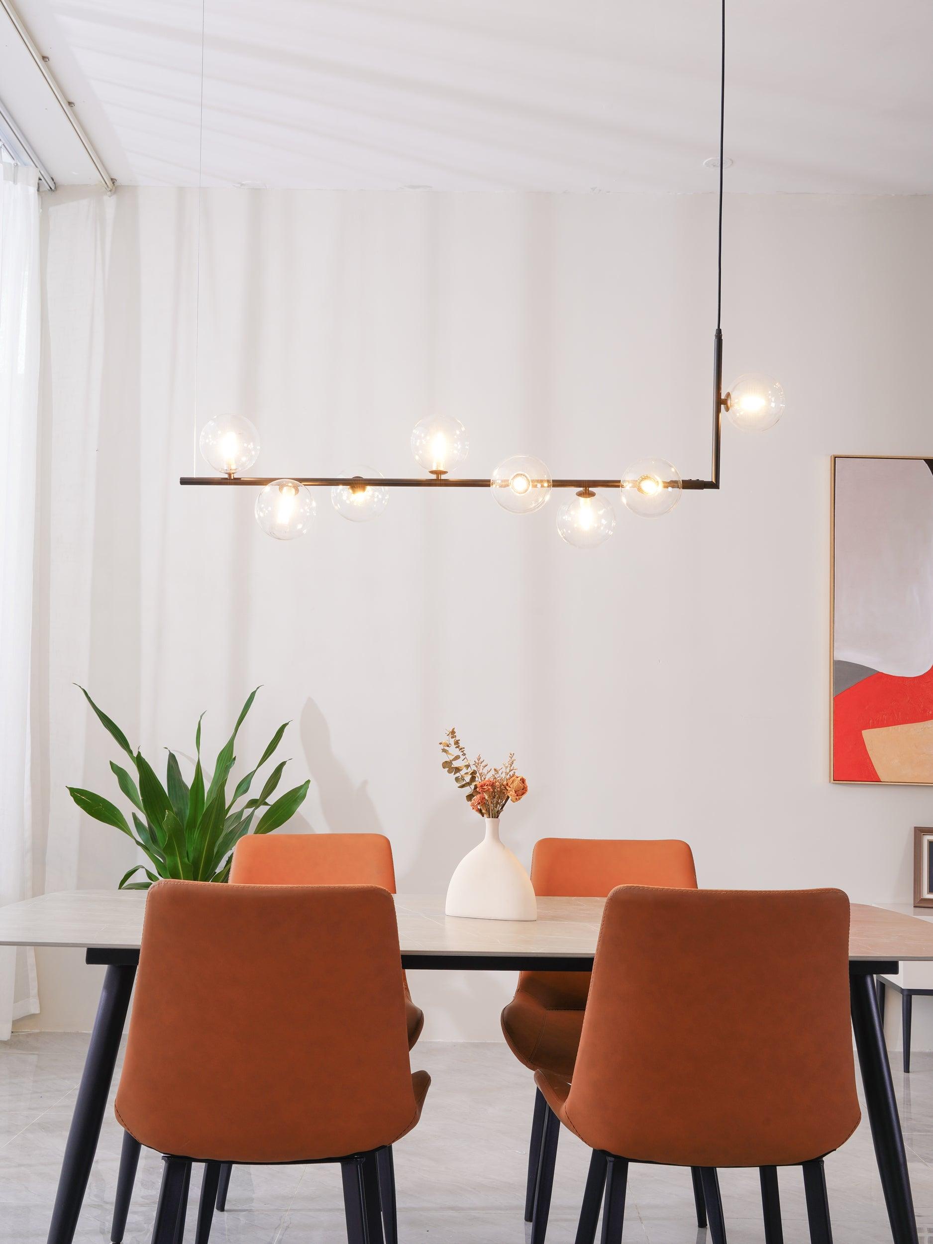 Linear Glass Sphere Chandelier Modern Geometric Pendant Light for Kitchen Island and Dining Table