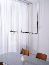 Linear Glass Sphere Chandelier Modern Geometric Pendant Light for Kitchen Island and Dining Table