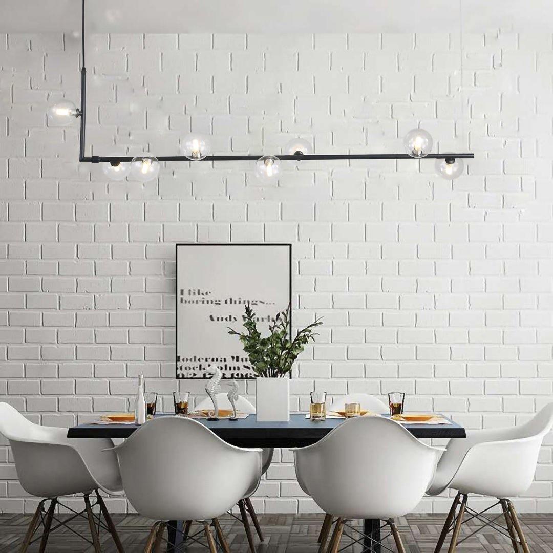 Linear Glass Sphere Chandelier Modern Geometric Pendant Light for Kitchen Island and Dining Table