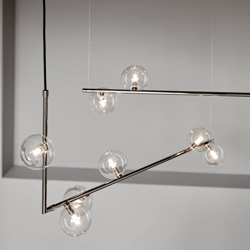 Linear Glass Sphere Chandelier Modern Geometric Pendant Light for Kitchen Island and Dining Table