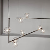 Linear Glass Sphere Chandelier Modern Geometric Pendant Light for Kitchen Island and Dining Table