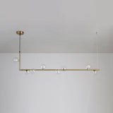 Linear Glass Sphere Chandelier Modern Geometric Pendant Light for Kitchen Island and Dining Table
