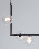 Linear Glass Sphere Chandelier Modern Geometric Pendant Light for Kitchen Island and Dining Table