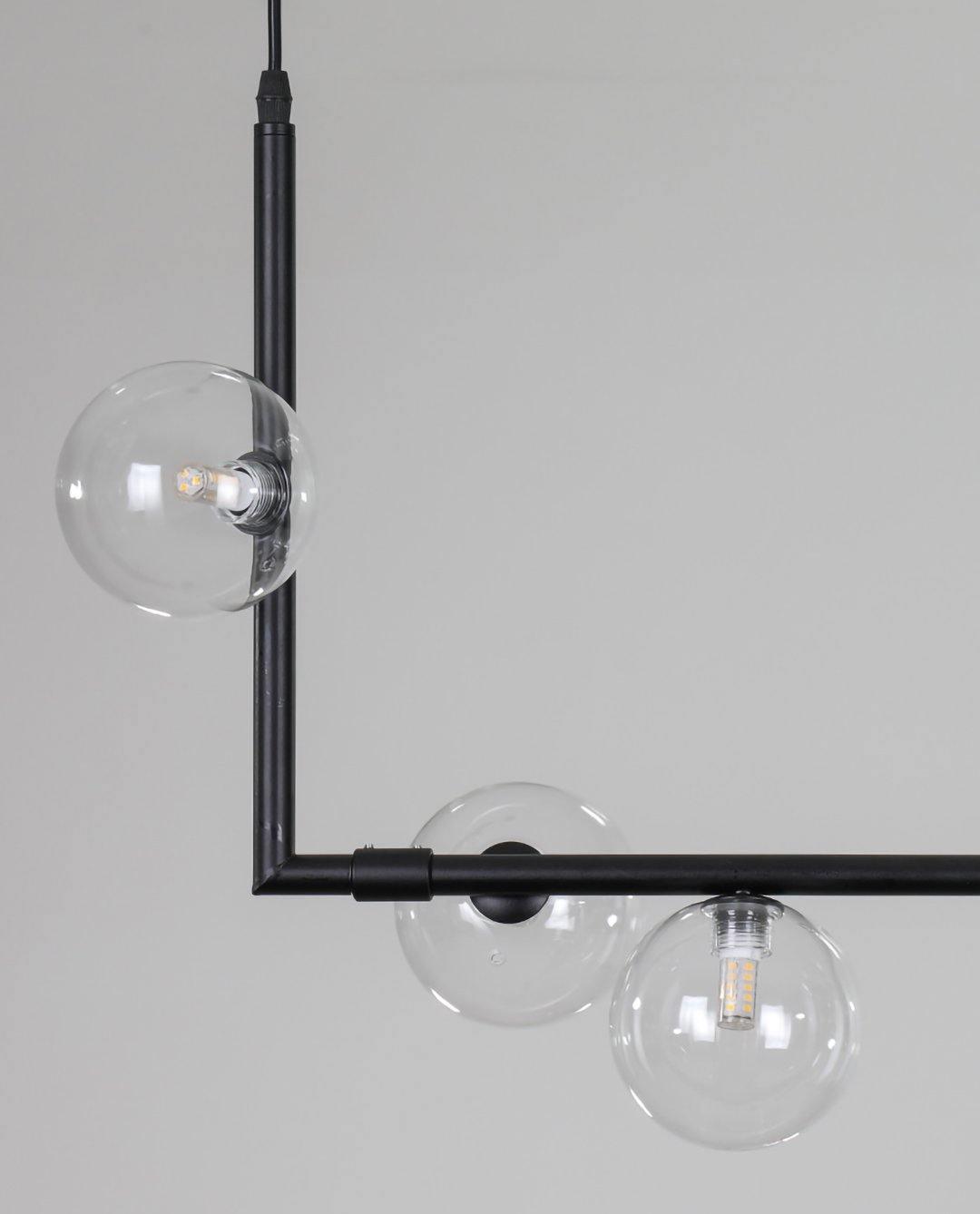 Linear Glass Sphere Chandelier Modern Geometric Pendant Light for Kitchen Island and Dining Table