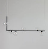 Linear Glass Sphere Chandelier Modern Geometric Pendant Light for Kitchen Island and Dining Table