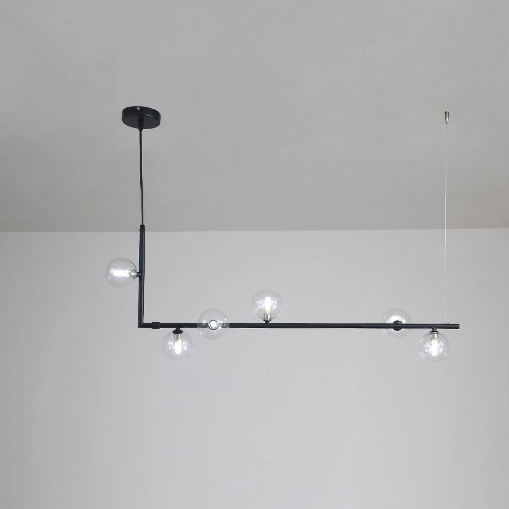 Linear Glass Sphere Chandelier Modern Geometric Pendant Light for Kitchen Island and Dining Table