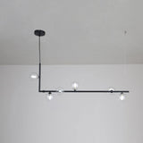 Linear Glass Sphere Chandelier Modern Geometric Pendant Light for Kitchen Island and Dining Table