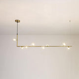 Linear Glass Sphere Chandelier Modern Geometric Pendant Light for Kitchen Island and Dining Table