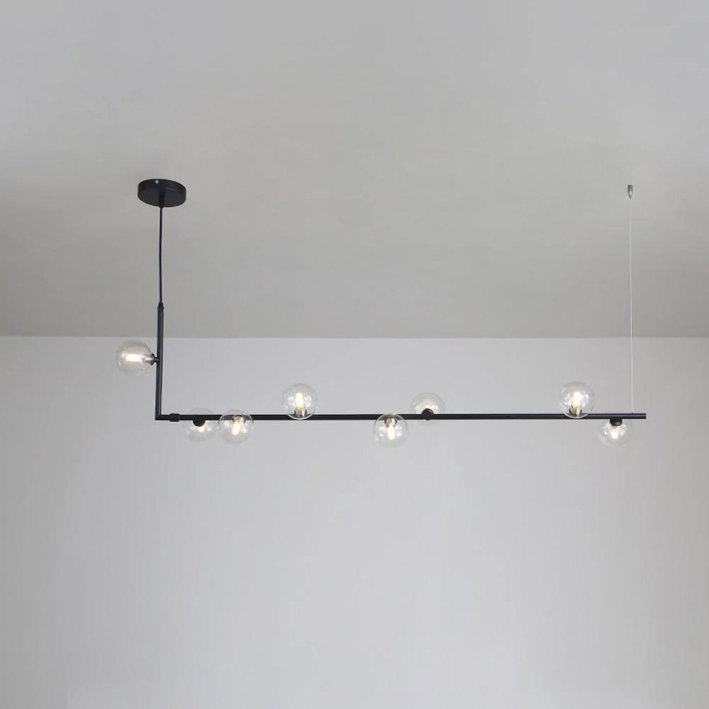 Linear Glass Sphere Chandelier Modern Geometric Pendant Light for Kitchen Island and Dining Table