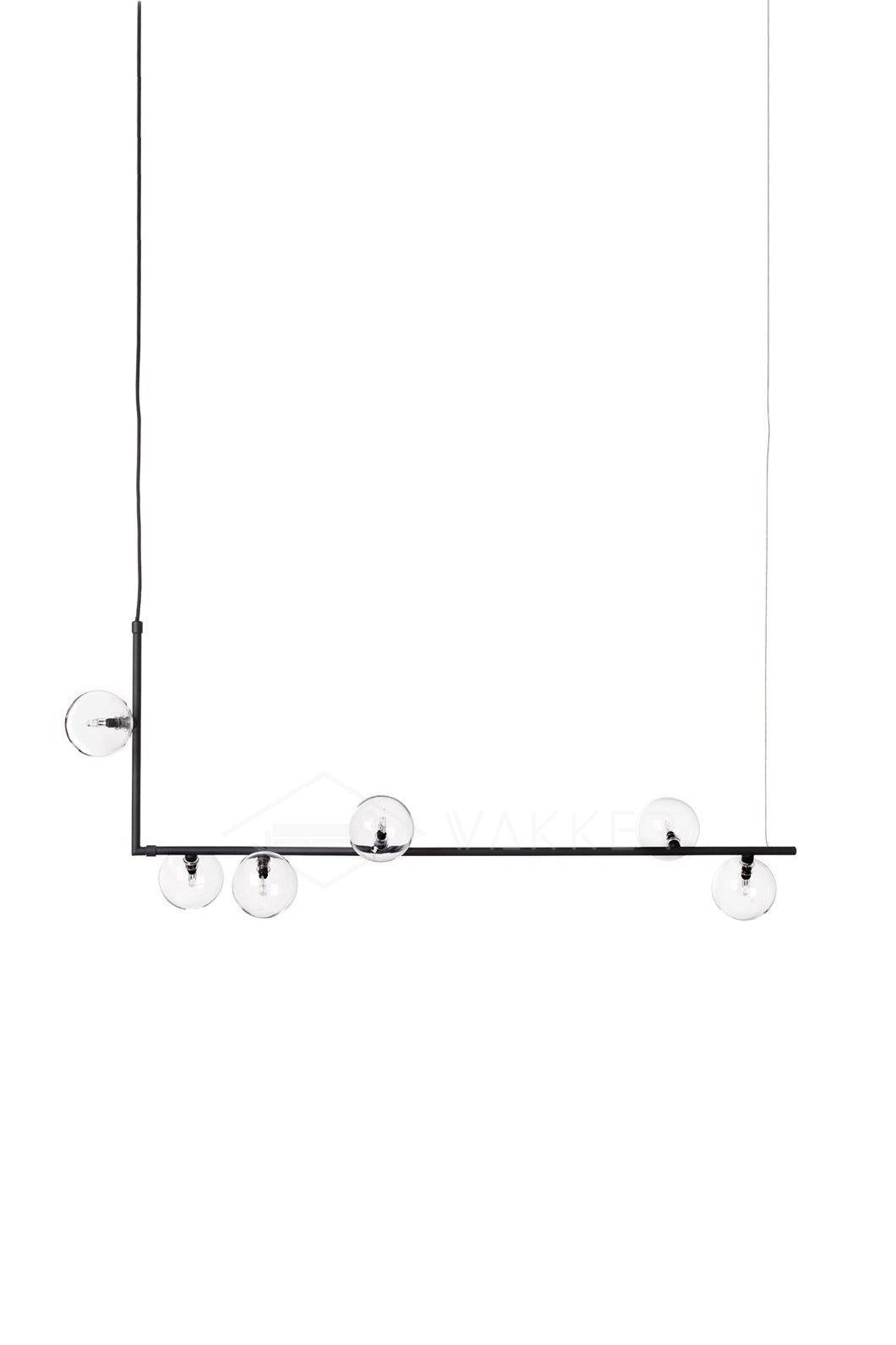 Linear Glass Sphere Chandelier Modern Geometric Pendant Light for Kitchen Island and Dining Table