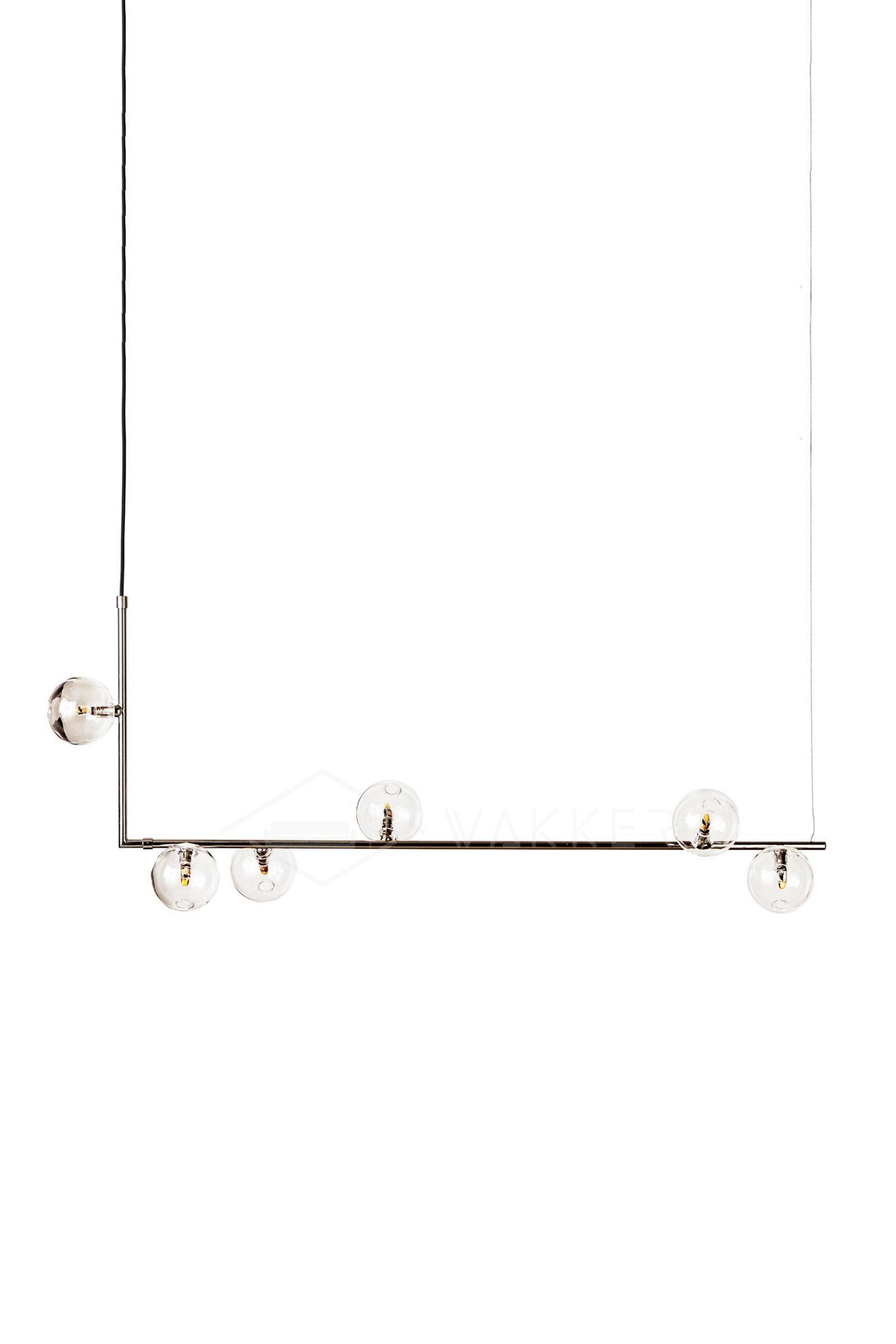 Linear Glass Sphere Chandelier Modern Geometric Pendant Light for Kitchen Island and Dining Table