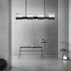 Linear LED Chandelier Modern Electroplated Metal and Glass Pendant Lighting for Dining Room