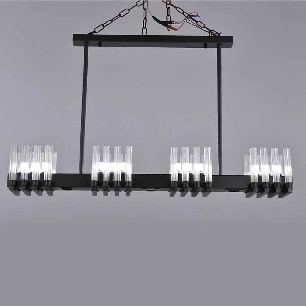 Linear LED Chandelier Modern Electroplated Metal and Glass Pendant Lighting for Dining Room