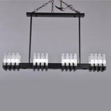 Linear LED Chandelier Modern Electroplated Metal and Glass Pendant Lighting for Dining Room