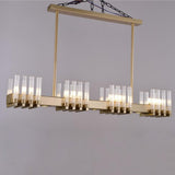 Linear LED Chandelier Modern Electroplated Metal and Glass Pendant Lighting for Dining Room