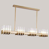 Linear LED Chandelier Modern Electroplated Metal and Glass Pendant Lighting for Dining Room