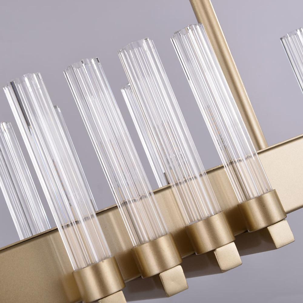 Linear LED Chandelier Modern Electroplated Metal and Glass Pendant Lighting for Dining Room