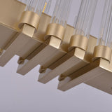 Linear LED Chandelier Modern Electroplated Metal and Glass Pendant Lighting for Dining Room