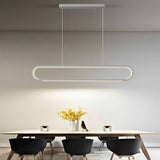 Linear Minimalist LED Dimmable Pendant Light Modern Strip Hanging Chandelier for Dining Room