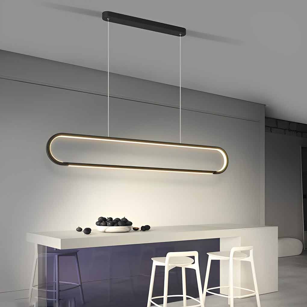 Linear Minimalist LED Dimmable Pendant Light Modern Strip Hanging Chandelier for Dining Room