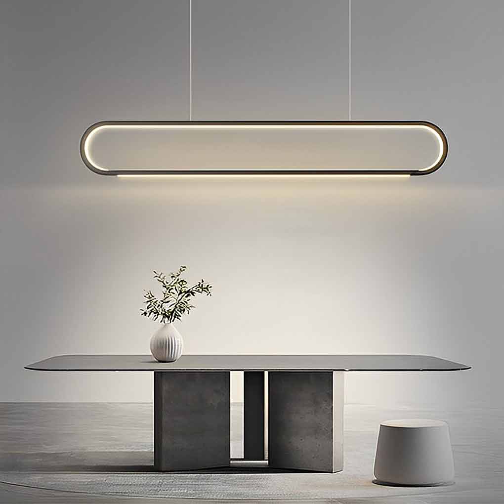 Linear Minimalist LED Dimmable Pendant Light Modern Strip Hanging Chandelier for Dining Room