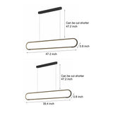Linear Minimalist LED Dimmable Pendant Light Modern Strip Hanging Chandelier for Dining Room