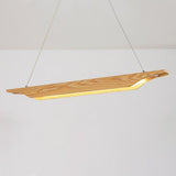 Linear Wood LED Pendant Light Modern Rustic Chandelier for Kitchen Island and Dining Room