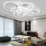 Modern Geometric Circles LED Cluster Ceiling Light Flush Mount Fixture for Bedroom and Living Room