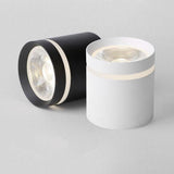 Modern Minimalist LED Flush Mount Ceiling Light Cylindrical Aluminum Geometric Fixture White Black
