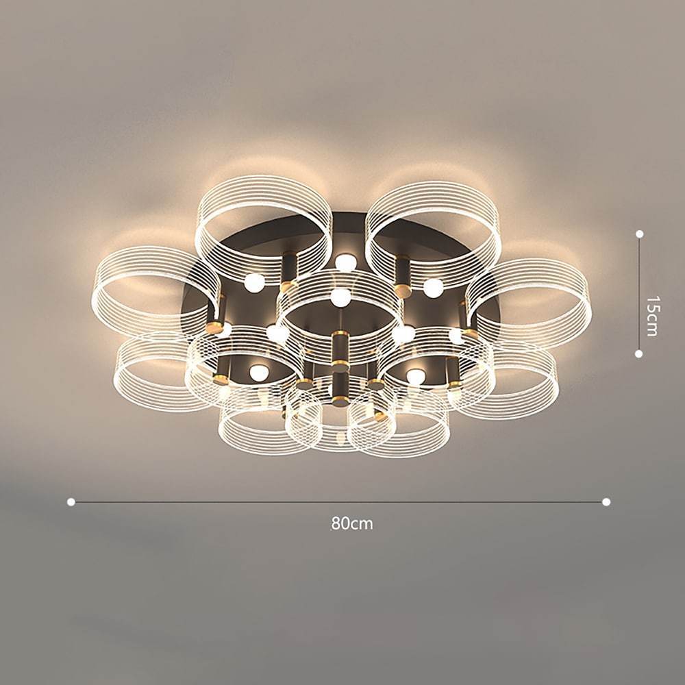 Modern Geometric Circles LED Flush Mount Ceiling Light for Contemporary Living Room