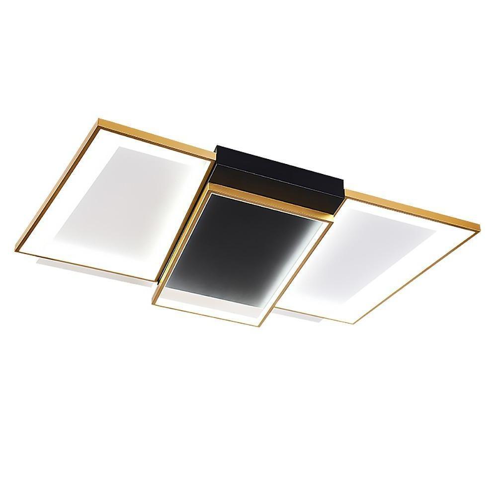 Modern Geometric LED Flush Mount Ceiling Light Black and Gold Multi Ring Fixture