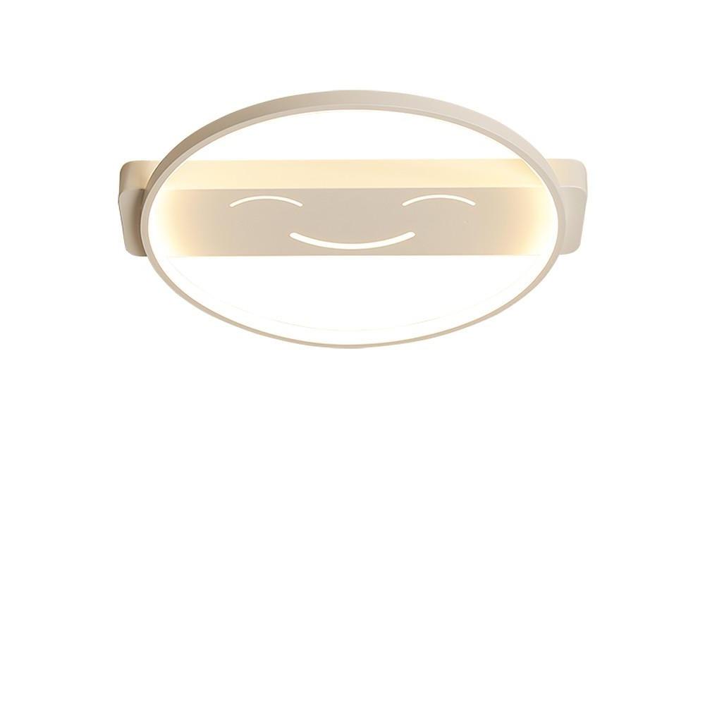 Modern Circular LED Flush Mount Ceiling Light with Metal Frame and PVC Shade for Bedroom and Living Room