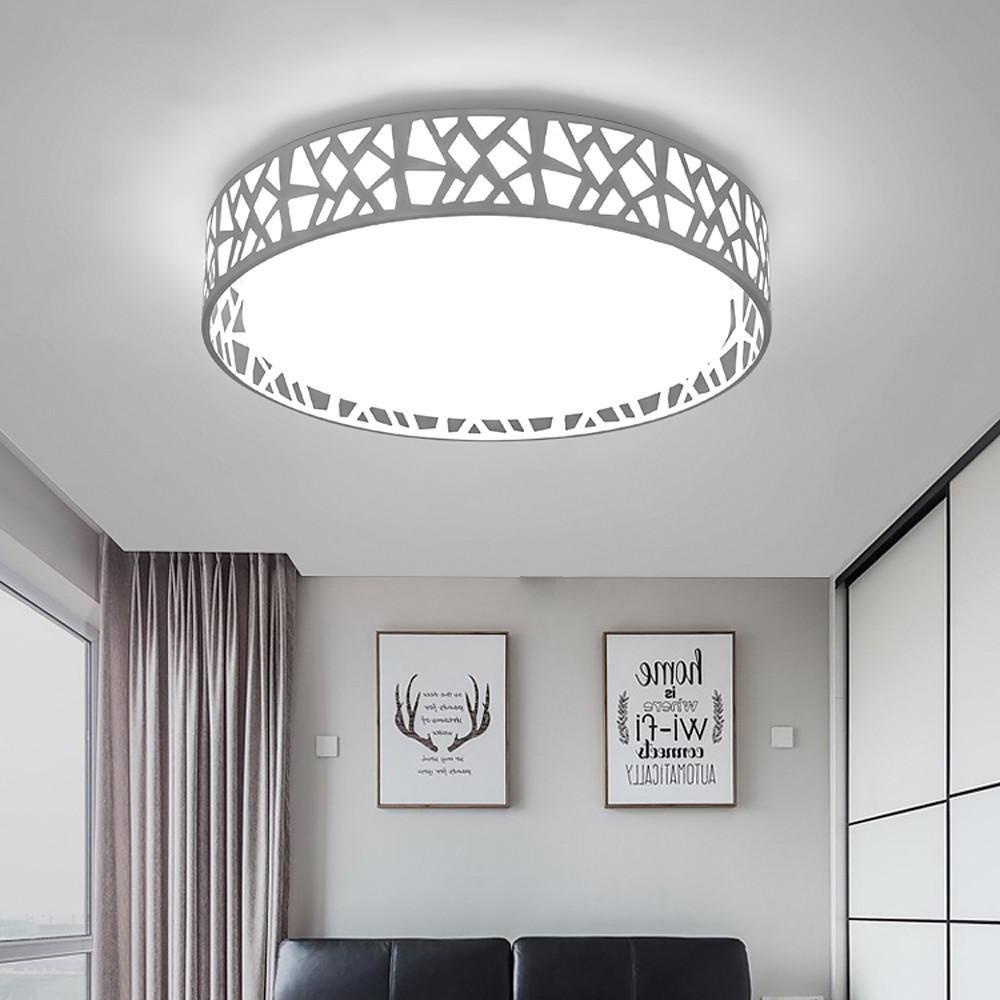 Modern Geometric Round Metal LED Flush Mount Ceiling Light for Bedroom Kitchen and Office