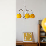 Loa Mid Century Modern Yellow Glass Globe Chandelier with Polished Chrome Finish