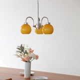 Loa Mid Century Modern Yellow Glass Globe Chandelier with Polished Chrome Finish