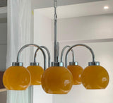 Loa Mid Century Modern Yellow Glass Globe Chandelier with Polished Chrome Finish