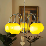 Loa Mid Century Modern Yellow Glass Globe Chandelier with Polished Chrome Finish
