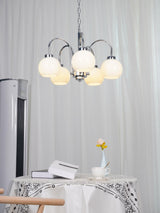 Loa Mid Century Modern Yellow Glass Globe Chandelier with Polished Chrome Finish