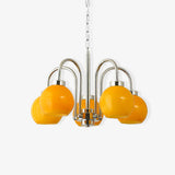 Loa Mid Century Modern Yellow Glass Globe Chandelier with Polished Chrome Finish