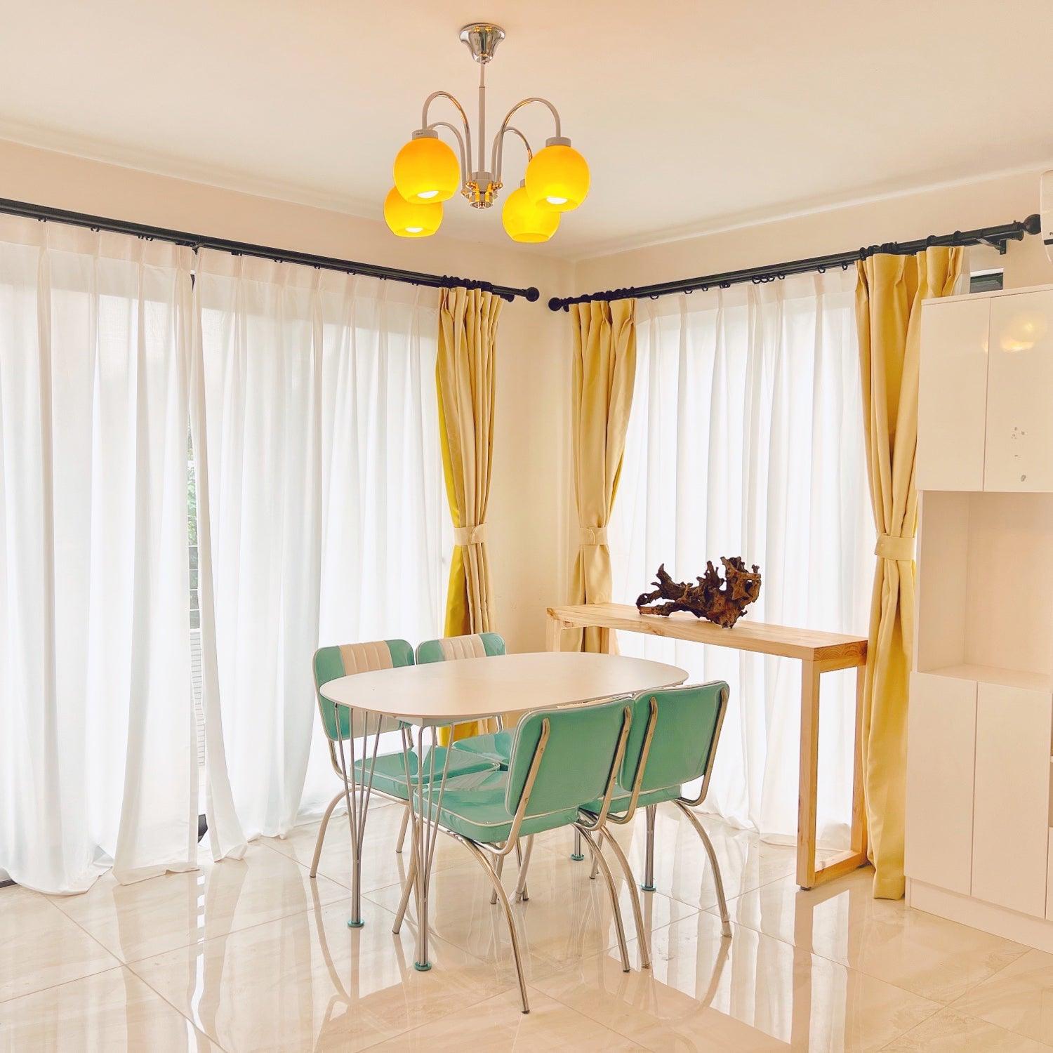 Loa Mid Century Modern Yellow Glass Globe Chandelier with Polished Chrome Finish