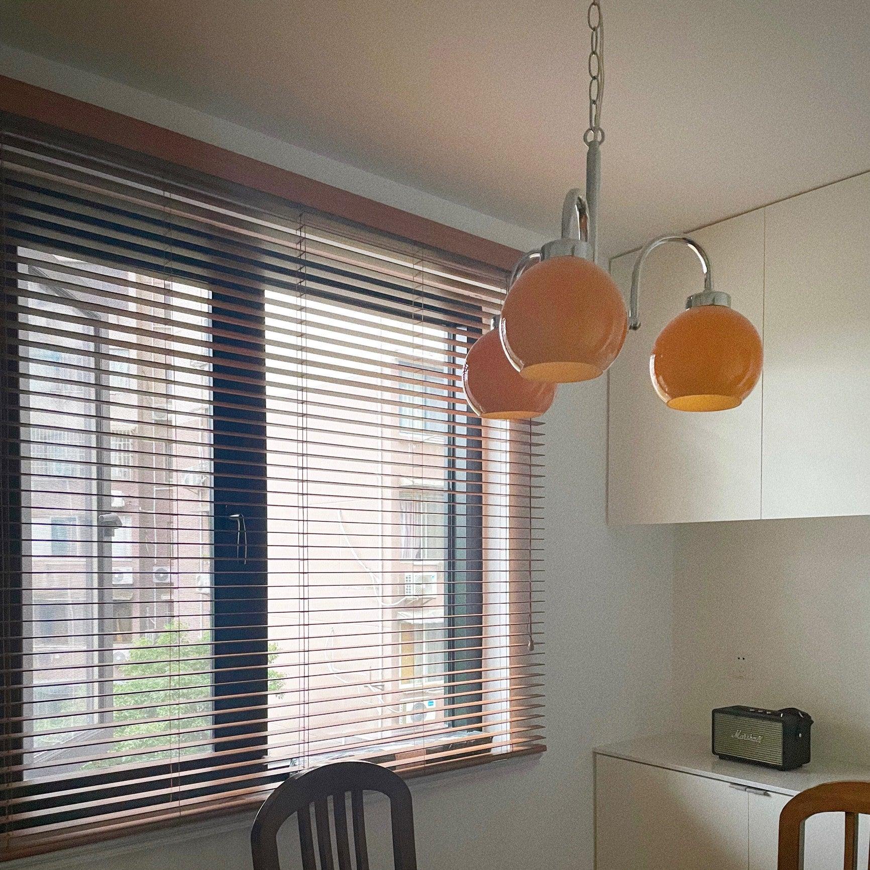 Loa Mid Century Modern Yellow Glass Globe Chandelier with Polished Chrome Finish