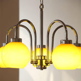 Loa Mid Century Modern Yellow Glass Globe Chandelier with Polished Chrome Finish