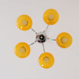 Loa Mid Century Modern Yellow Glass Globe Chandelier with Polished Chrome Finish