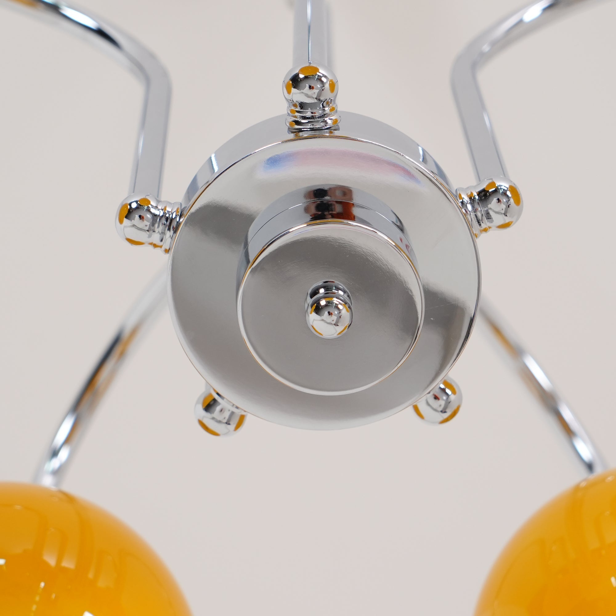 Loa Mid Century Modern Yellow Glass Globe Chandelier with Polished Chrome Finish