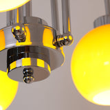 Loa Mid Century Modern Yellow Glass Globe Chandelier with Polished Chrome Finish