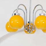 Loa Mid Century Modern Yellow Glass Globe Chandelier with Polished Chrome Finish